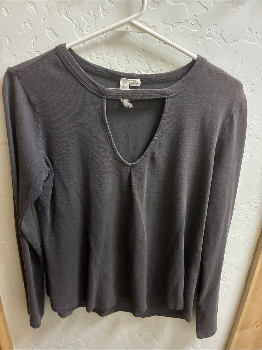 Others Follow Gray Long-Sleeve Keyhole Tee